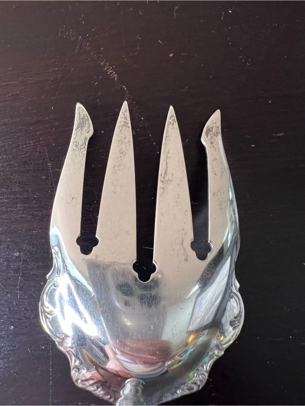 Antique Stag Horn Handle Serving Set Silver Plate Salad Fork Spoon Rustic Lodge